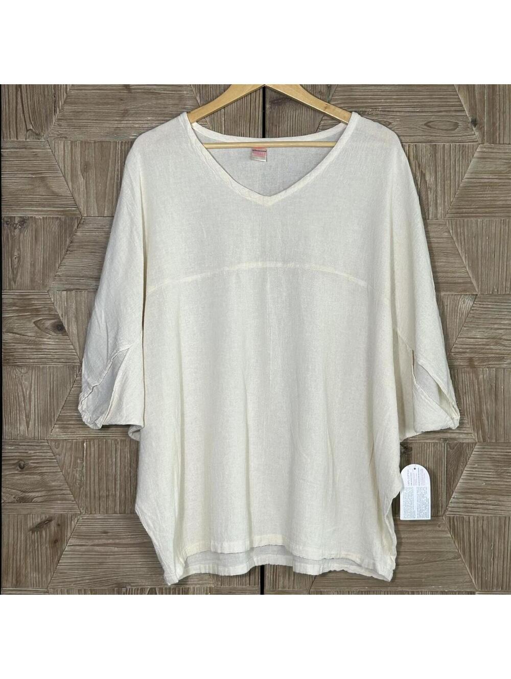 Minimalist Boho Cream Dolman Sleeve Knit Top Small Blouse Pullover Cottagecore - Picture 1 of 4